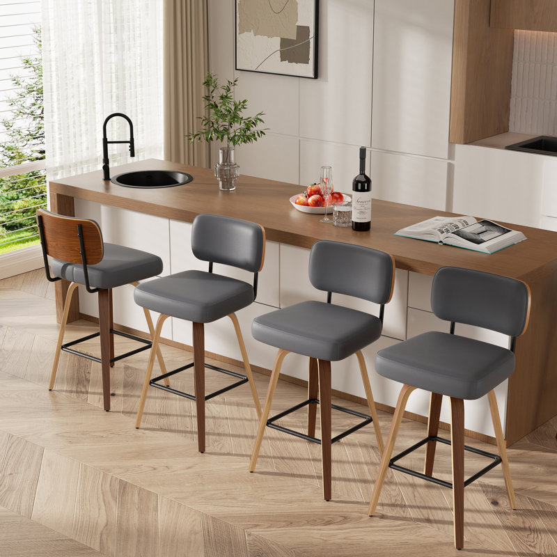 Tabouret pivotant rembourré à hauteur de bar, 4, Gris foncé