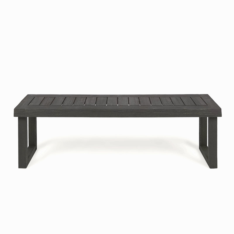 Outdoor Acacia Wood Dining Bench,Dark Grey, Gray