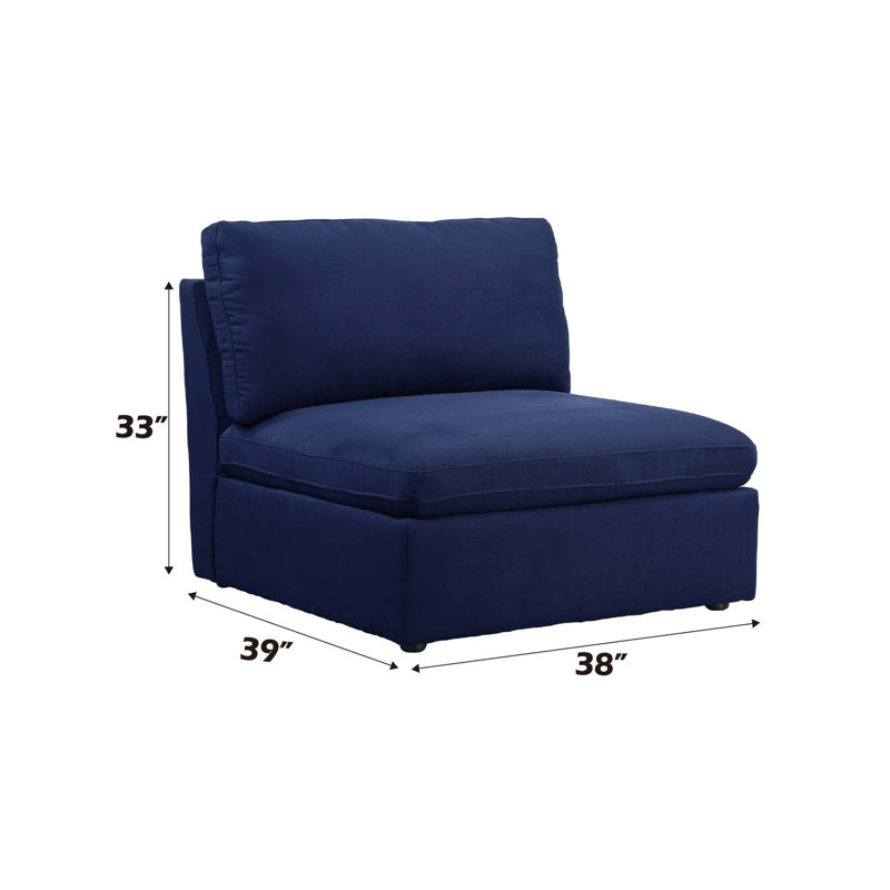 Fauteuil sans accoudoirs modulaire Crosby, tissu bleu