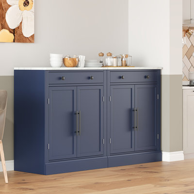 Garde-manger moderne autoportant, rangement pour buffet de nourriture, armoire à café avec tiroir, 2 tablettes réglables et 2 tablettes de porte pour la salle à manger, la cuisine, ensemble de 2, 