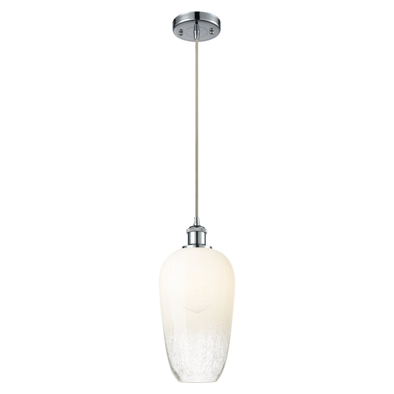 Mini luminaire suspendu à cordon 1 lumière 7 po Ballston - Brookhaven Flute, Opale, Chrome poli