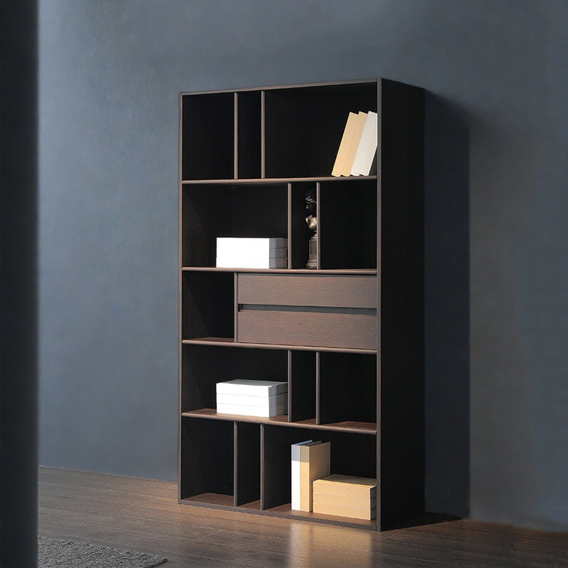 Bibliothèque italienne de style minimaliste, Marron foncé