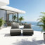 2-Piece Gray Aluminum Modular Armless Chairs For Pool Garden Balcony Porch (Set Of 2)