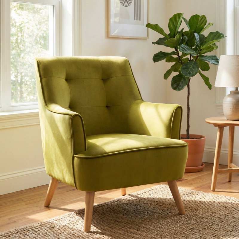 Khanna Upholstered Armchair, Pistachio