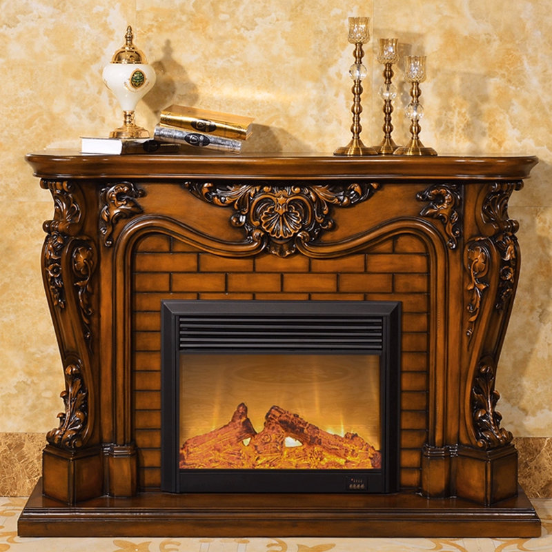 Walnut Solid Wood Electric Fireplace