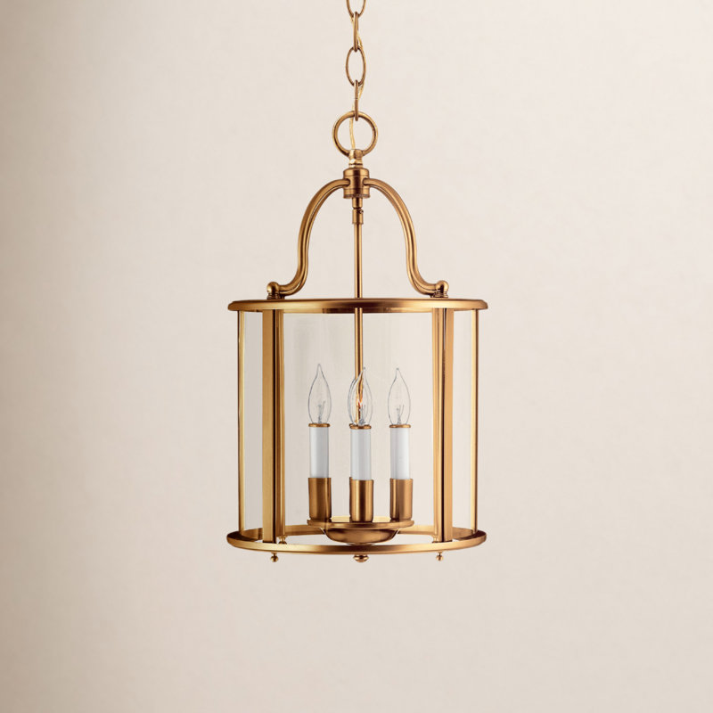 Tide 4 - Light Fabric Dimmable Lantern Chandelier, Heirloom Brass