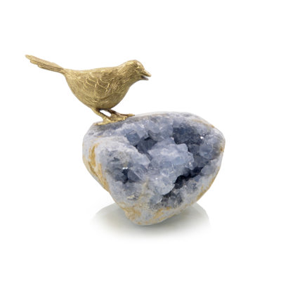 Bird on Celestite Rock I Figurine