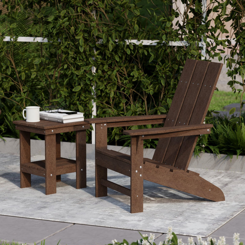 Avilez 3-Piece Modern Adirondack Set With Side Table, Tudor Brown