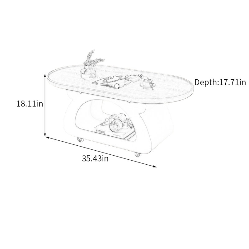 Table basse Minimalist, 18.11" H x 35.43" L x 17.71" W, Noir