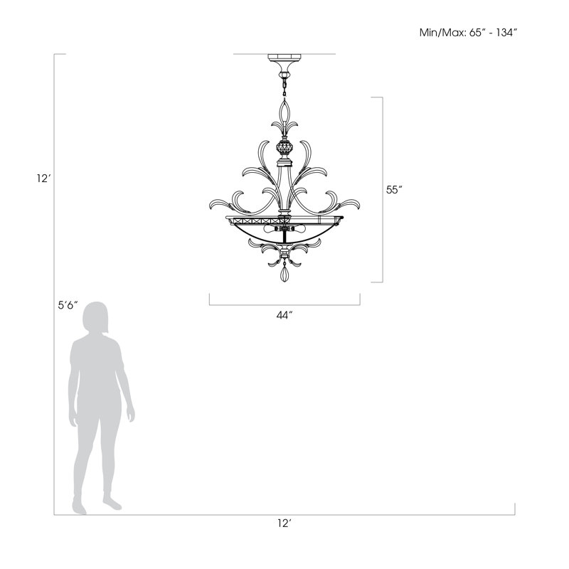 Luminaire suspendu rond arqué biseauté 44 po