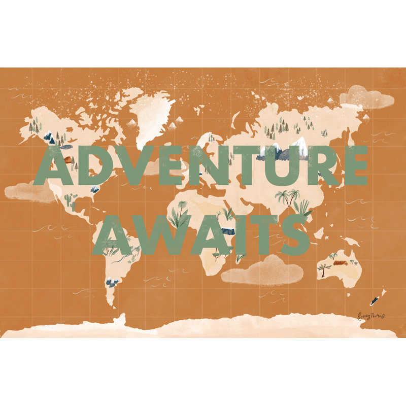 Scandimap II Brown by Becky Thorns - Typography Art Print, 20cm H x 30cm W, Wrapped Canvas