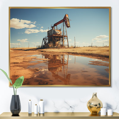 «Oil Drilling Rig Fields Horizon», reproduction sur toile