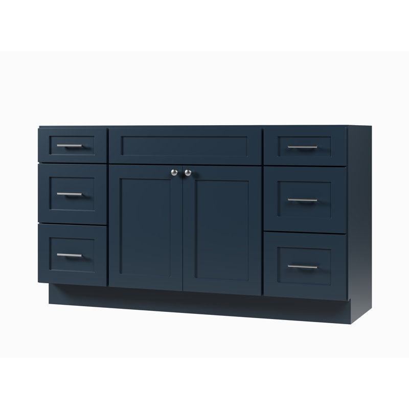 Ensemble de meuble-lavabo simple 60 po avec base de tiroir Disar, Bleu