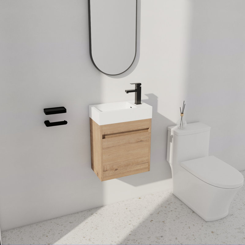  Ensemble de meuble-lavabo mural simple 18 po avec plateau en résine Argylle