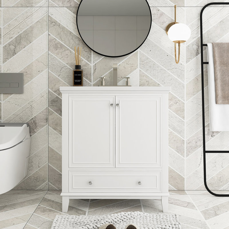 Mylla 30'' Single Bathroom Vanity with Ceramic Top, White