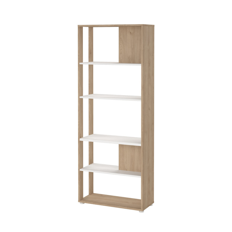 Cloison de bibliothèque à 5 tablettes l 31,34 "x H 80,59" Embrie, Beige / Blanc