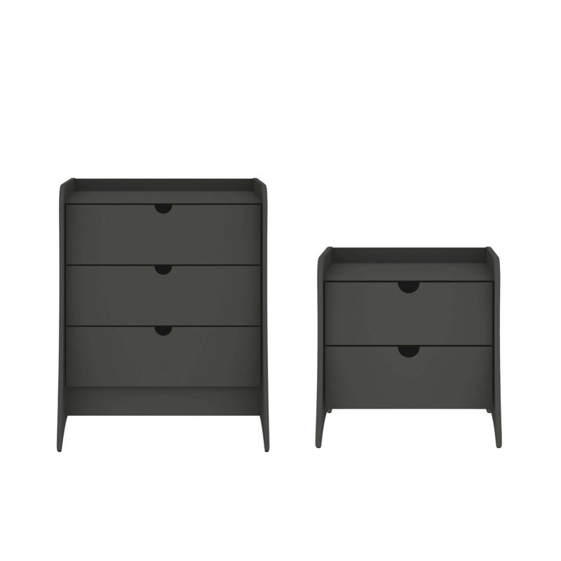 Ensemble de commode et table de chevet 2 pièces Coney, Gris