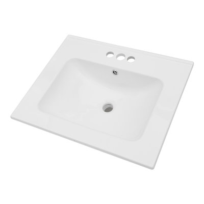 Lavabo de salle de bain rectangulaire en céramique avec trop-plein 24 po x 20 po Skyline