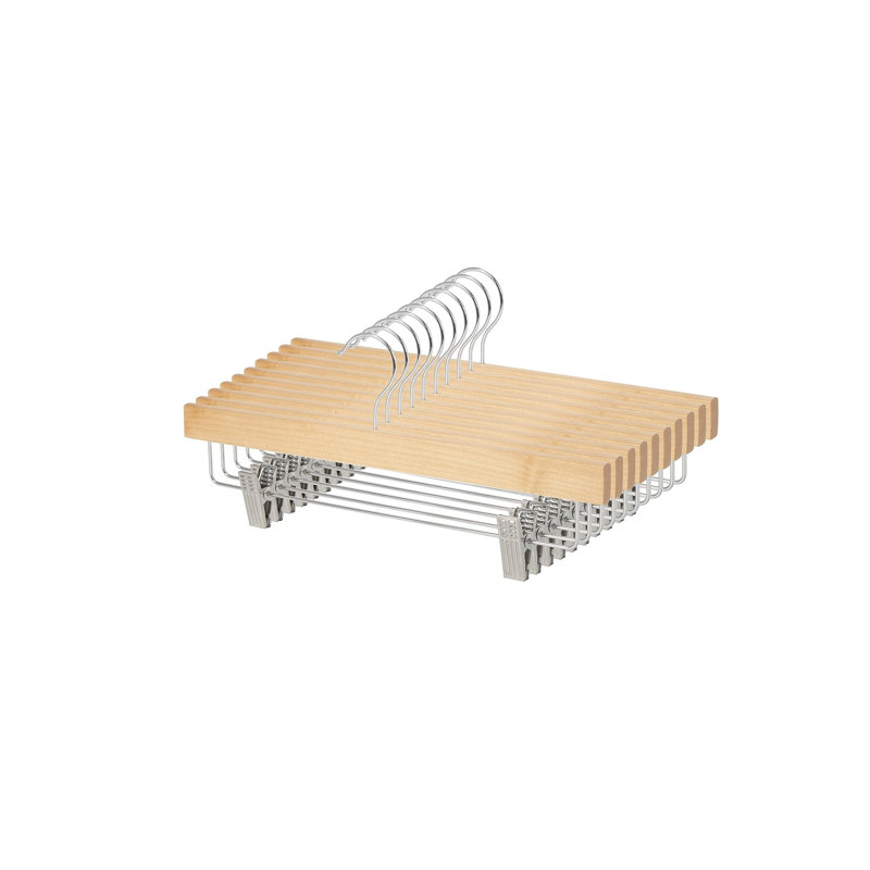 Baho Manufactured Wood Hangers With Clips, Brown