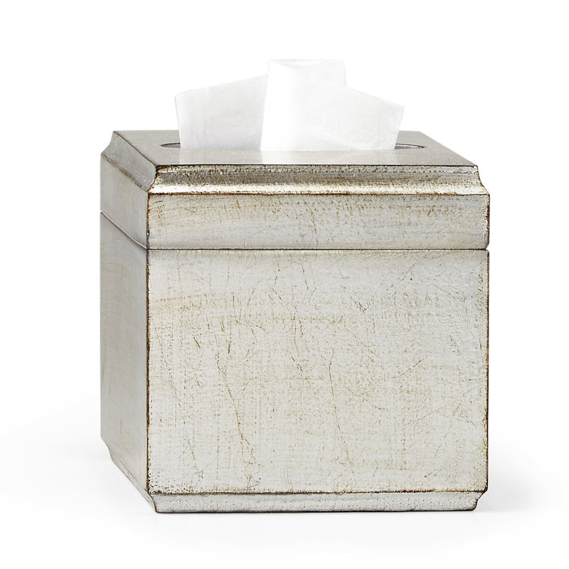 Antique Silver Handcrafted Tissue Box Cover with Satin Finish