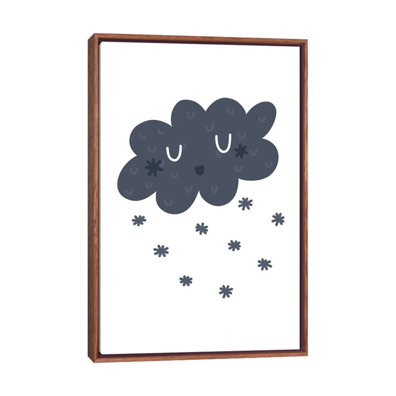 Bleu marine - impression, Pas de tapis, Toile avec cadre brun, H 40 po x l 26 po x P 1,5 po