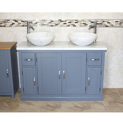 Maui 1230mm Double Bathroom Vanity with Vessel Stone Basin