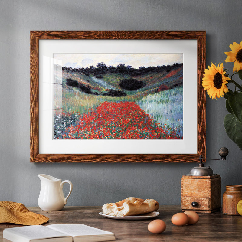Champ de coquelicots à Giverny par Monet, Érable, H 22 po x l 32 po x P 1,5 po