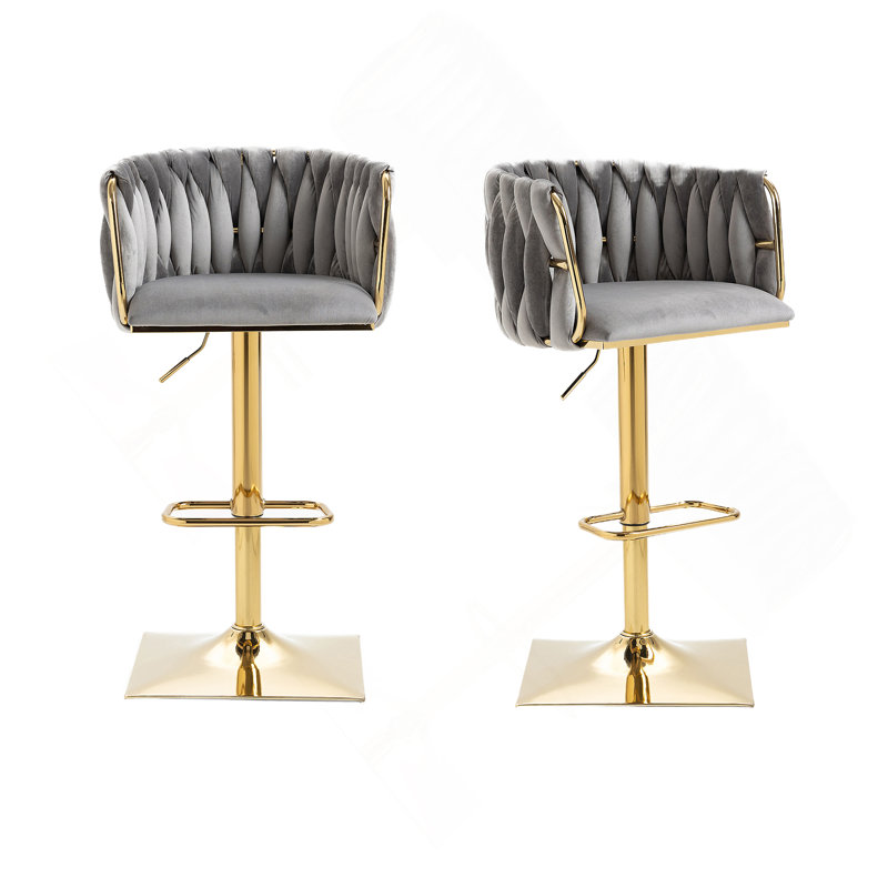Vintage Bar Stools with Back and Footrest Counter Height Dining Chairs