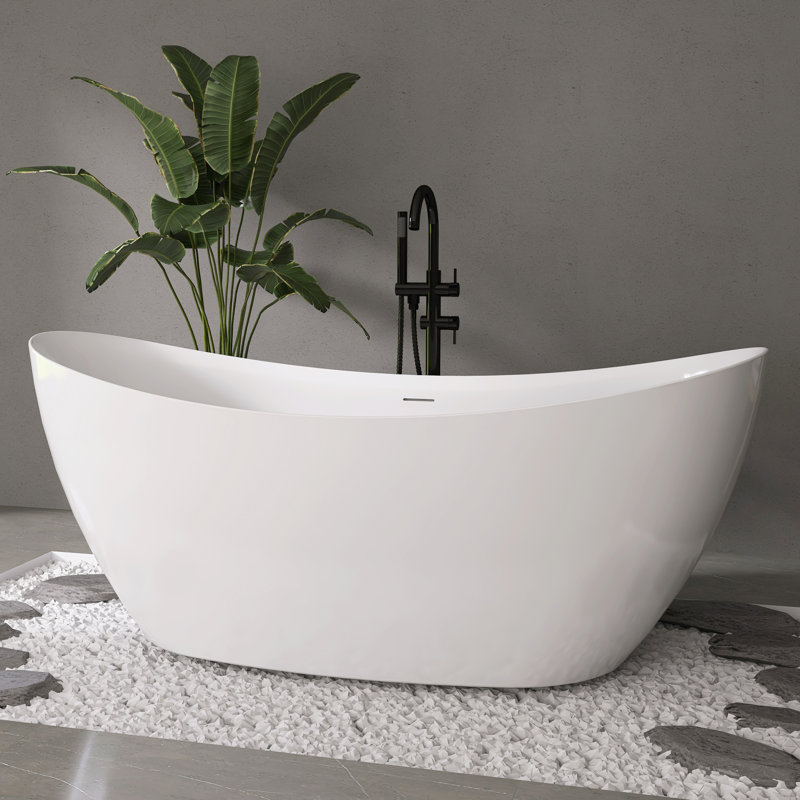 Baignoire de trempage autoportante en acrylique 65 po Fslefay