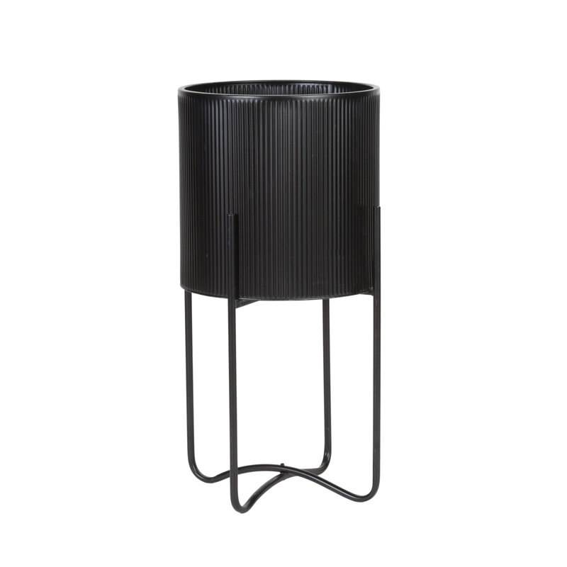 Clabe Everett Pot with Ambrose Base, Black, 25.25" H x 13.25" W x 13.25" D