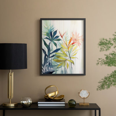 Pink and Yellow Floral Elegance I Framed Print - Solid Wood