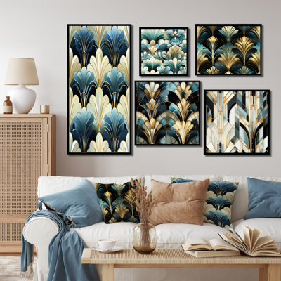 Debbra - Damask Wall Art Living Room Set Of 5