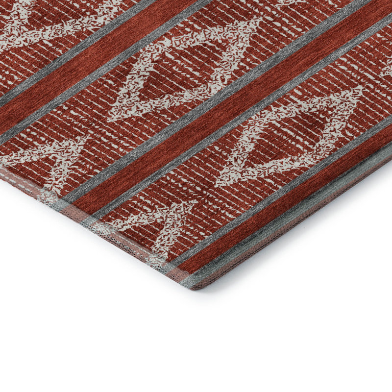 Tapis géométrique de qualité supérieure lavable à la machine Diskin AMF1029, Rectangulaire 3 pi x 5 pi