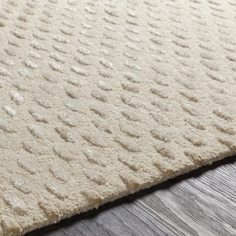 Tapis ivoire touffeté à la main Valier, Rectangle 5 pi x 8 pi