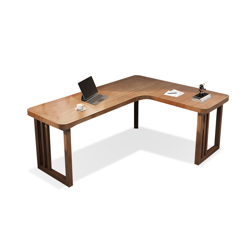 Bureau rectangulaire brun en bois massif, H 29,53 po x l 62,99 po x P 47,24 po, Retour à la main Rignt