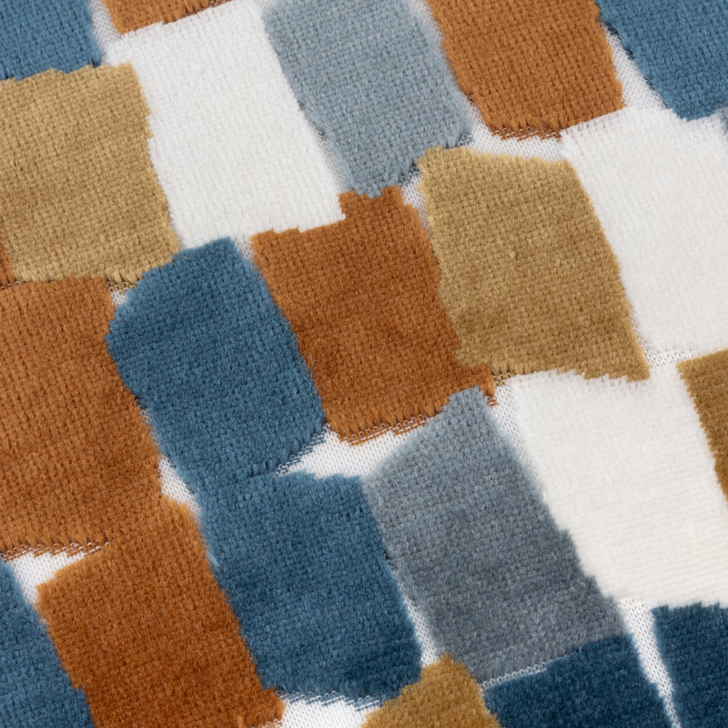 Metro Blocks Abstract Square Cushion, Polyester, Blue/Orange