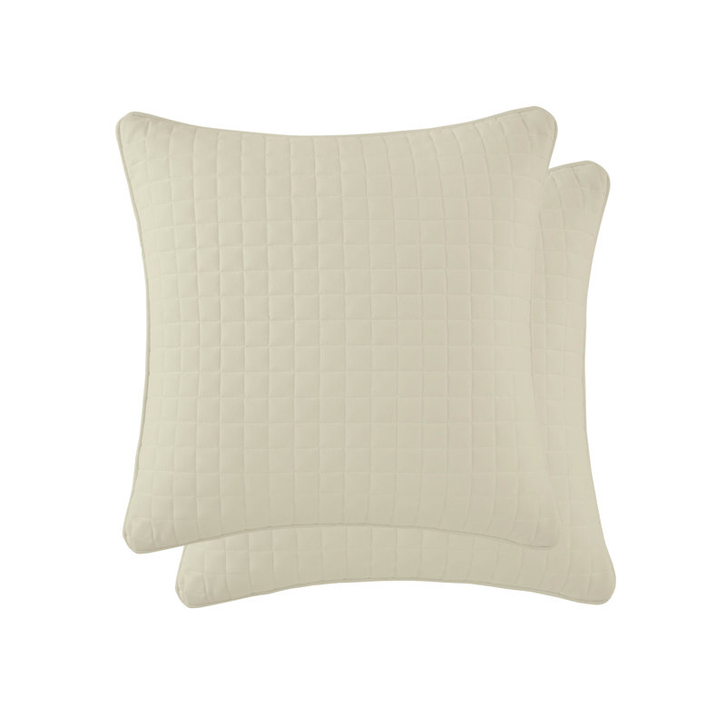 Southshore Fine Linens Vilano Quilted Sham Covers, Double-Brushed Microfiber Square-Stitched Pillow Shams with Piped Edges, Set of 2, 26" x 26" , Cream