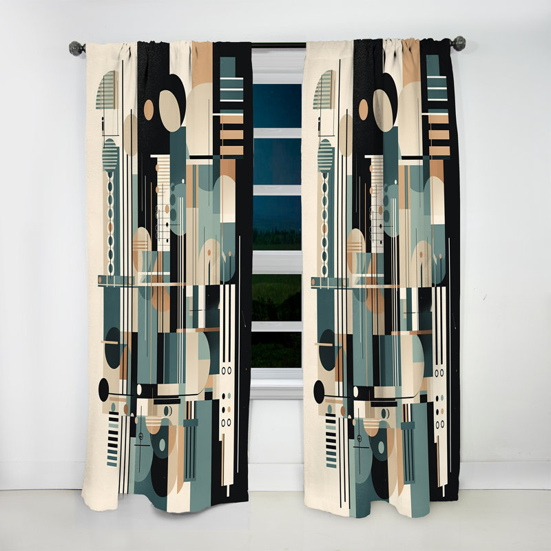 Culmore - Blue And Black Symmetry In Motion III - Modern Curtain - Velvet Room Darkening - 1 panel, 52" W x 63" L