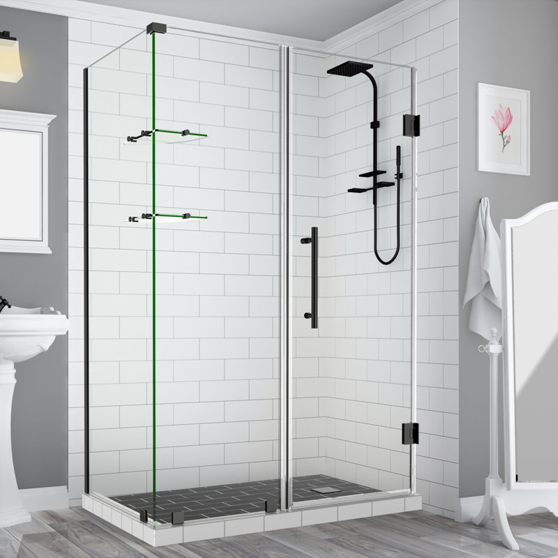 Cabine de douche rectangulaire à charnière sans cadre 32,38 po x 72 po Bromley GS