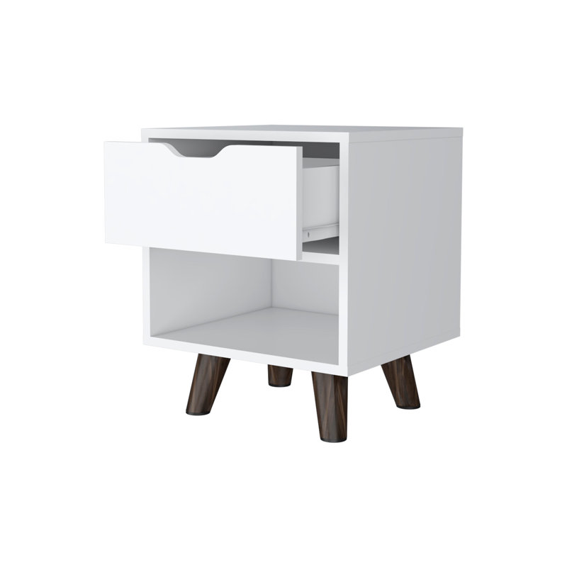 1-Open Storage Shelf Nightstand, Black