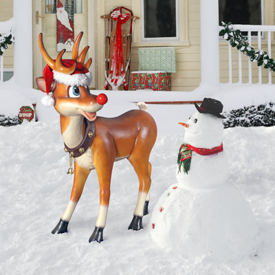 Décoration de Noël statue renne de Noël au nez rouge du Père Noël