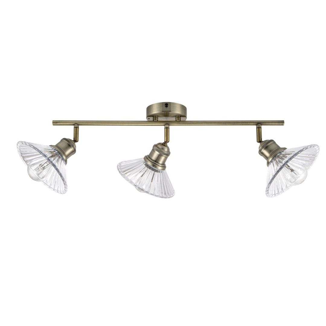 Milan Bathroom 3 Light Modern Ribbed Glass Spotlight - IP44, 55x16x21cm, 3xE27. Max. 15W LED (Bulb not included)