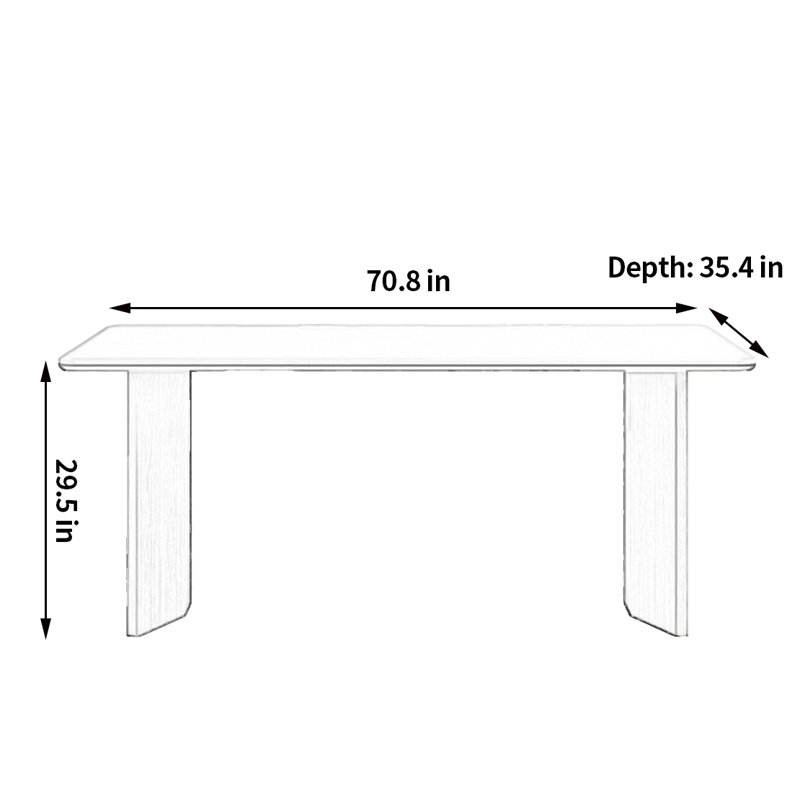Table de salle à manger moderne et simple familiale, H 29,5 po x L 70,8 po x l 35,4 po