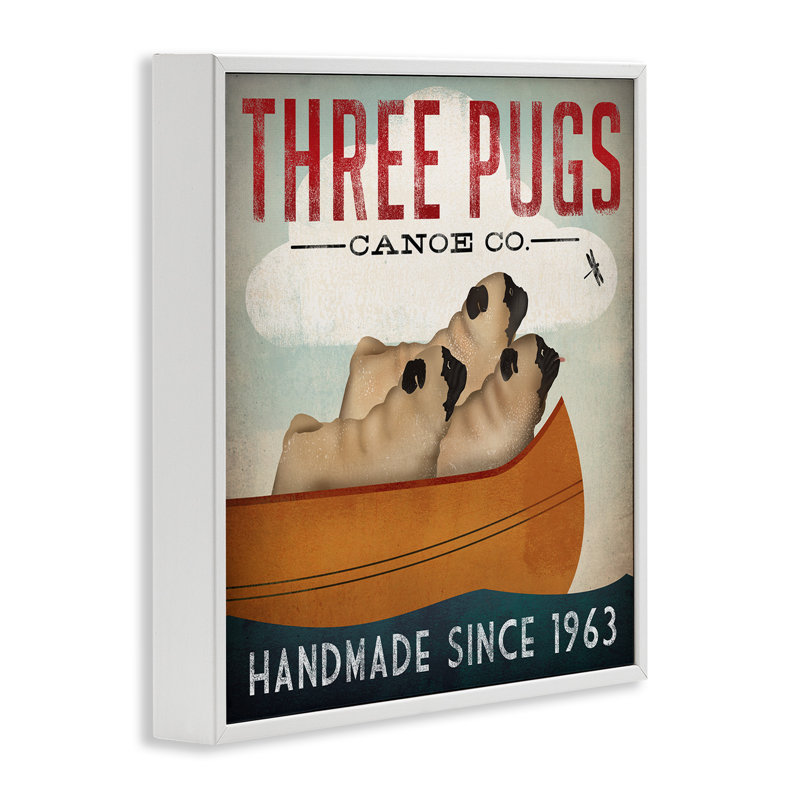 «Three Pugs Canoe Vintage Company», estampe numérique texturée par Ryan Fowler, H 24 po x l 24 po x P 1,5 po