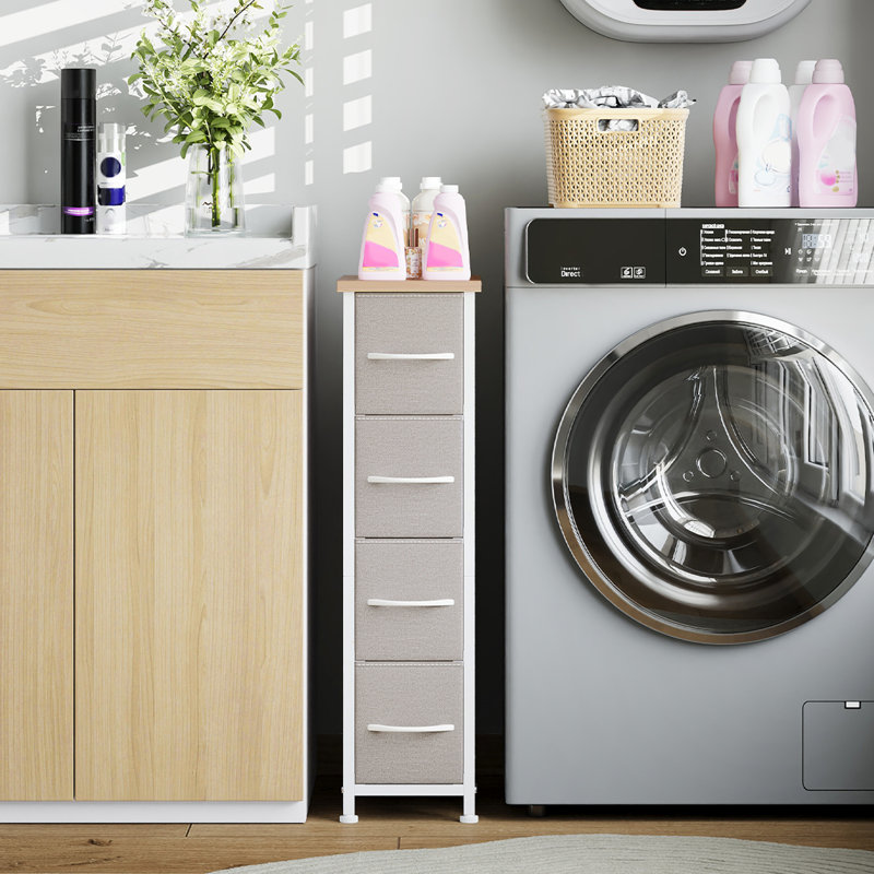  Commode étroite avec 4 tiroirs, commode de rangement mince avec tiroirs en tissu amovibles pour petits espaces