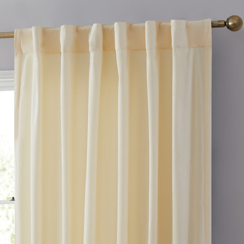 Monroy Velvet Solid Color Curtain Panels Set, Ivory, 54" W x 84" L