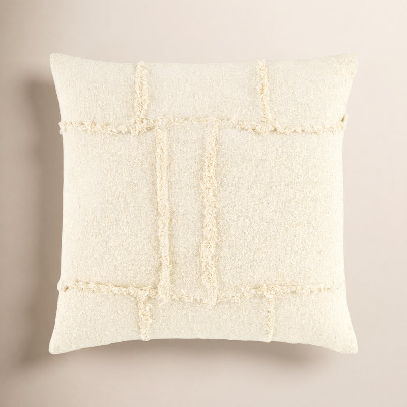 Yulara  Accent Pillow Cover, Pillow Cover Only - No Insert, Square 18", Ivory