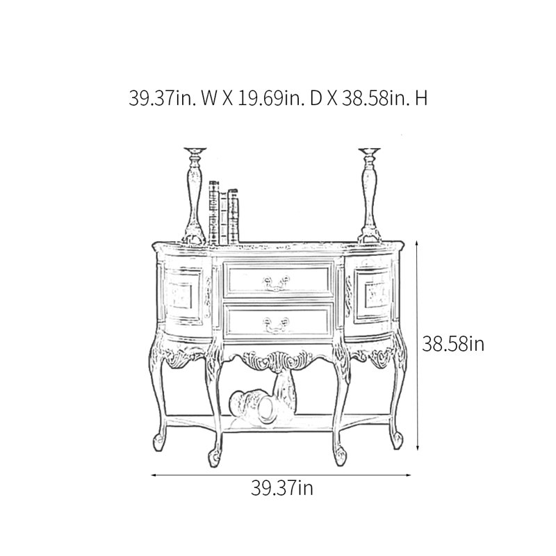 Rural Classical Multifunctional Console Table, 38.58" H x 39.37" W x 19.69" D