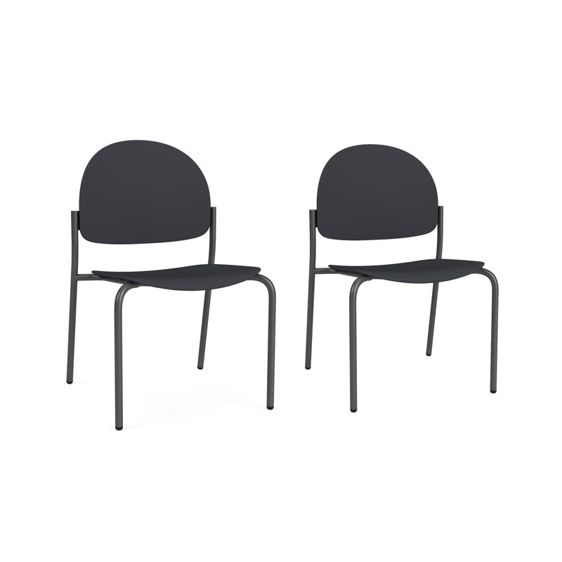 Chaise d'invité sans accoudoir Chat Chat, Gris anthracite, Onyx noir poly