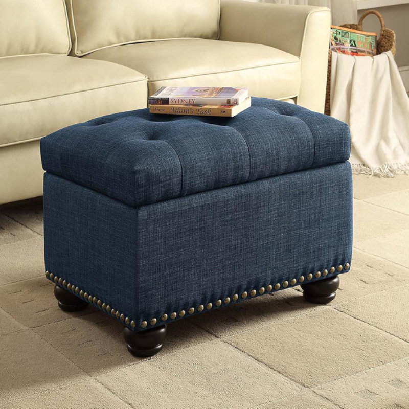 CLASSIC BUTTON-TUFTED FOOTSTOOL WITH STORAGE